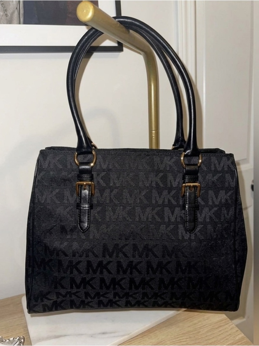 Michael Kors Black MK Tote Bag